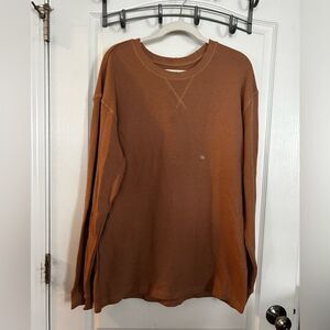 PACSUN Men’s Waffle Knit Shirt long sleeve distressed NWT brown